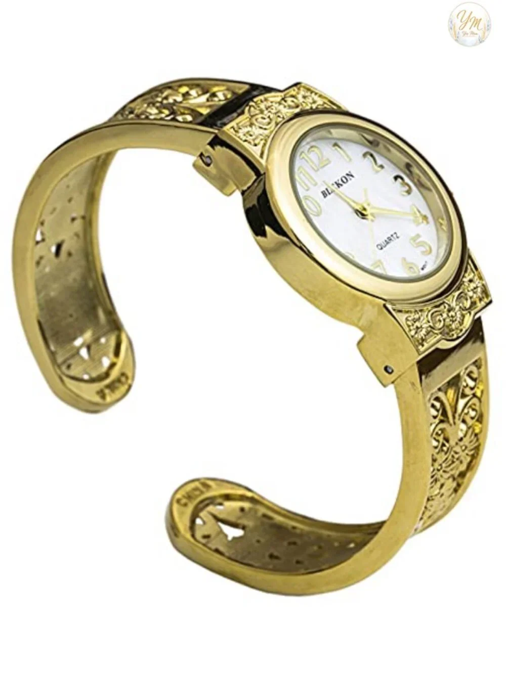 Women's Japanese Quartz Cuff Bangle Watch 28mm Metal Bracelet
